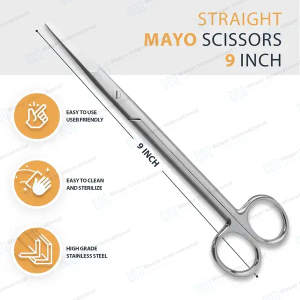 Mayo Dissecting Scissors 9″ Straight - surgical instruments manufactured by Waqar International, Sialkot - view 3