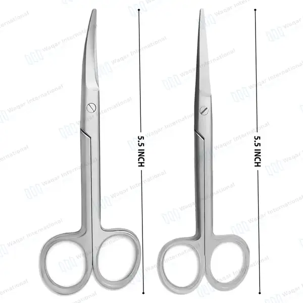 2 Mayo Dissecting Scissors Set 5.5″ (14cm) Straight & Curved - surgical instruments manufactured by Waqar International, Sialkot - view 3