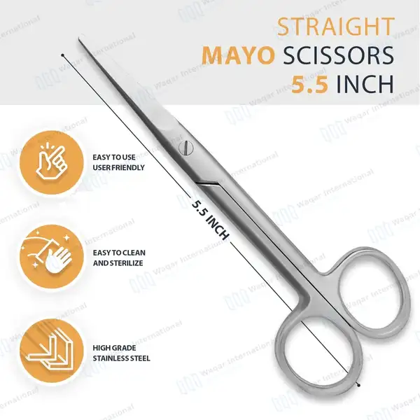 Mayo Scissors 5.5″ Straight Surgical Veterinary Instrument - surgical instruments manufactured by Waqar International, Sialkot - view 3