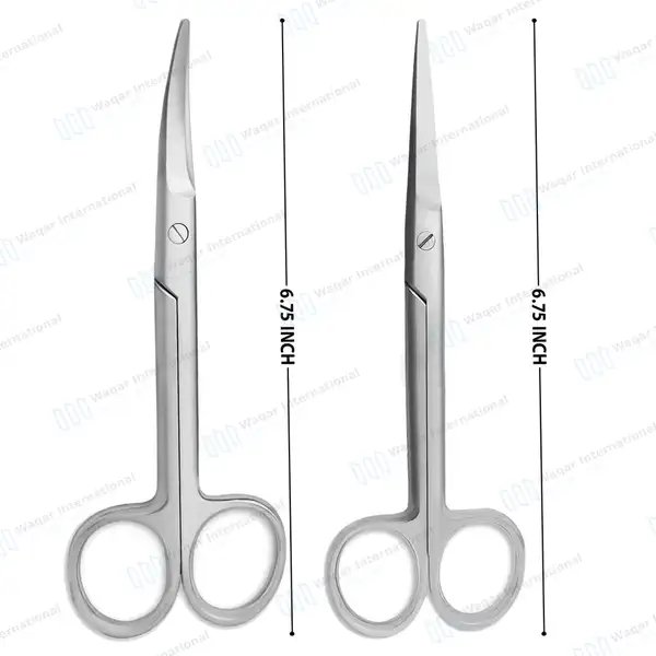 2 Mayo Dissecting Scissors Set 6.75″ (17.1cm) Straight & Curved - surgical instruments manufactured by Waqar International, Sialkot - view 3