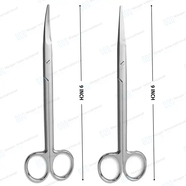 2 Mayo Dissecting Scissors Set 9″ (22.9cm) Straight & Curved - surgical instruments manufactured by Waqar International, Sialkot - view 3