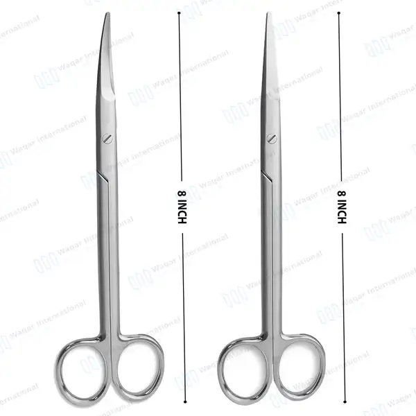 2 Mayo Scissors 8″ (20.3cm) Straight & Curved Surgical Dental Veterinary - surgical instruments manufactured by Waqar International, Sialkot - view 3