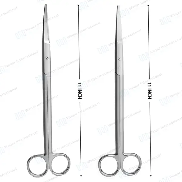2 Mayo Dissecting Scissors Set 11″ (27.9cm) Straight & Curved - surgical instruments manufactured by Waqar International, Sialkot - view 3