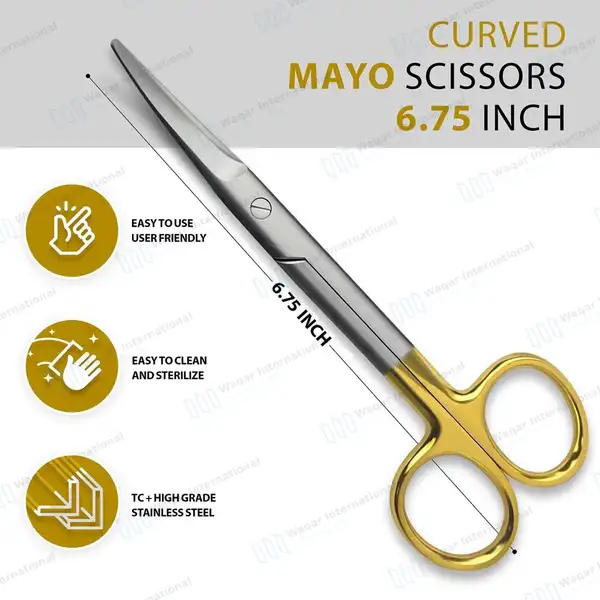 TC Mayo Dissecting Scissors 6.75″ Curved - surgical instruments manufactured by Waqar International, Sialkot - view 3