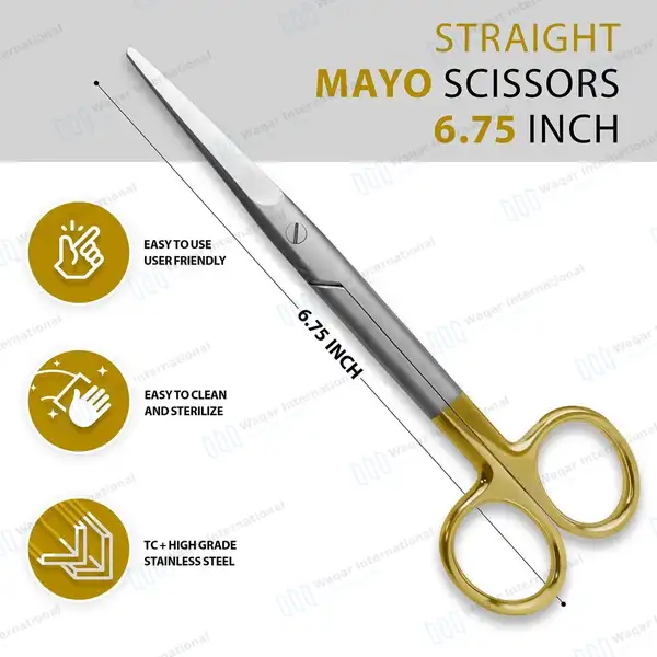 TC Mayo Dissecting Scissors 6.75″ Straight - surgical instruments manufactured by Waqar International, Sialkot - view 3