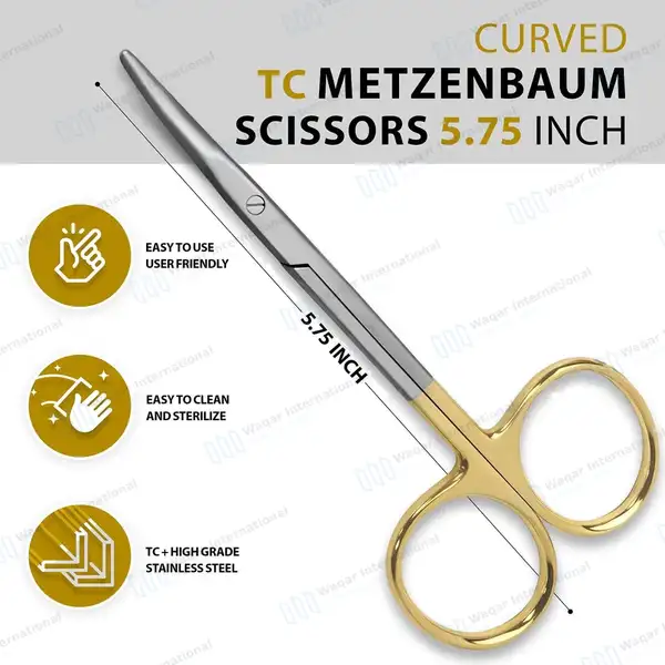 Metzenbaum Dissecting Scissors 5.75″ Curved Tungsten Carbide - surgical instruments manufactured by Waqar International, Sialkot - view 3