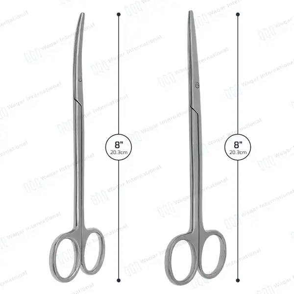 2 Pcs Metzenbaum Scissors Set 8″ Straight + Curved - surgical instruments manufactured by Waqar International, Sialkot - view 4