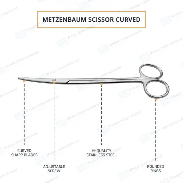 Metzenbaum Scissors 7″ Curved Surgical Veterinary - surgical instruments manufactured by Waqar International, Sialkot - view 4