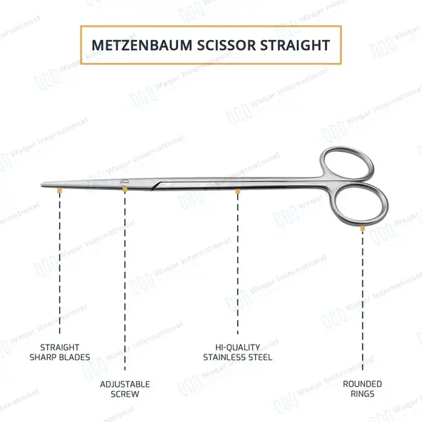 Metzenbaum Scissors 7″ Straight Surgical Veterinary - surgical instruments manufactured by Waqar International, Sialkot - view 4