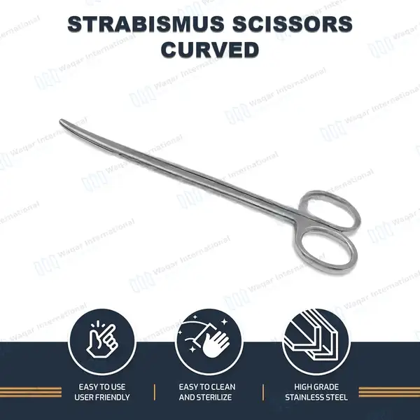 Strabismus Scissors 4.5″ Curved Blunt Tips - surgical instruments manufactured by Waqar International, Sialkot - view 8
