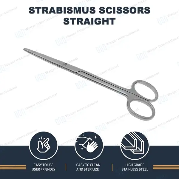 Strabismus Scissors 4.5″ Straight Blunt Tips - surgical instruments manufactured by Waqar International, Sialkot - view 8