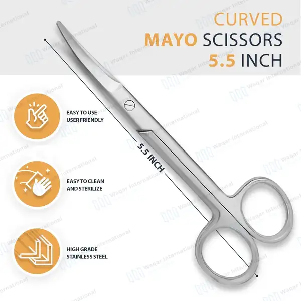 Mayo Dissecting Scissors 5.5″ Curved Surgical Instruments - surgical instruments manufactured by Waqar International, Sialkot - view 3