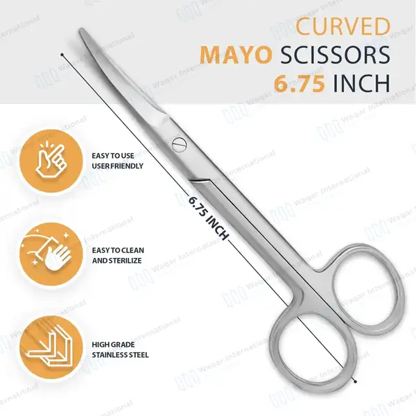 Mayo Dissecting Scissors 6.75″ (17.1cm) Curved Surgical Instrument - surgical instruments manufactured by Waqar International, Sialkot - view 3