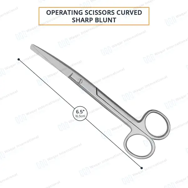 Operating Scissors 6.5″ Sharp/Blunt Curved Round Pattern - surgical instruments manufactured by Waqar International, Sialkot - view 3