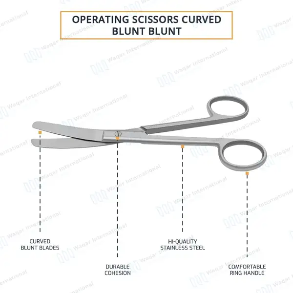 Dog Ear Cropping Scissors 5.5″ Curved Blunt/Blunt Blades - veterinary instruments manufactured by Waqar International, Sialkot - view 4