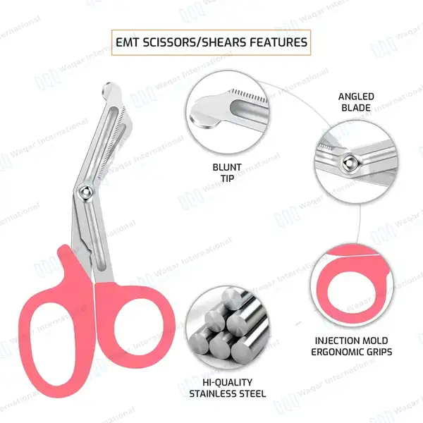 Pink EMT/EMS Utility 5.5″ Paramedic Bandage Scissors - surgical instruments manufactured by Waqar International, Sialkot - view 4