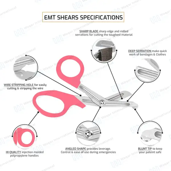 Pink EMT Utility 7.25″ Paramedic Bandage Shears Scissors EMS - surgical instruments manufactured by Waqar International, Sialkot - view 4