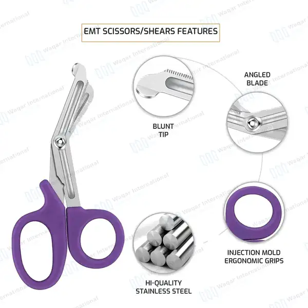 Purple EMT Utility 7.25″ Paramedic Bandage Shears Scissors EMS - surgical instruments manufactured by Waqar International, Sialkot - view 3
