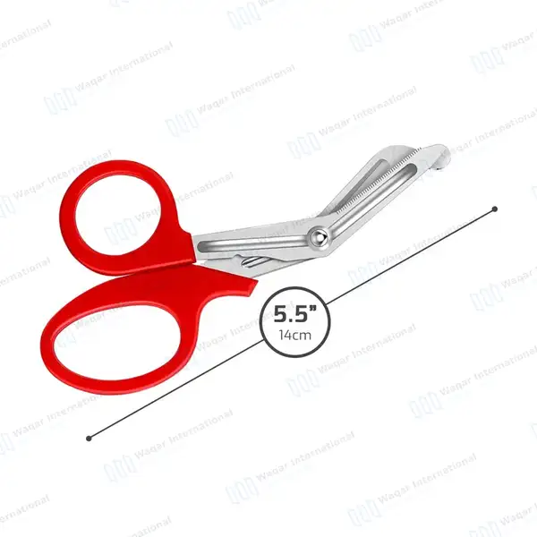 Red EMT/EMS Utility 5.5″ Paramedic Bandage Scissors - surgical instruments manufactured by Waqar International, Sialkot - view 3