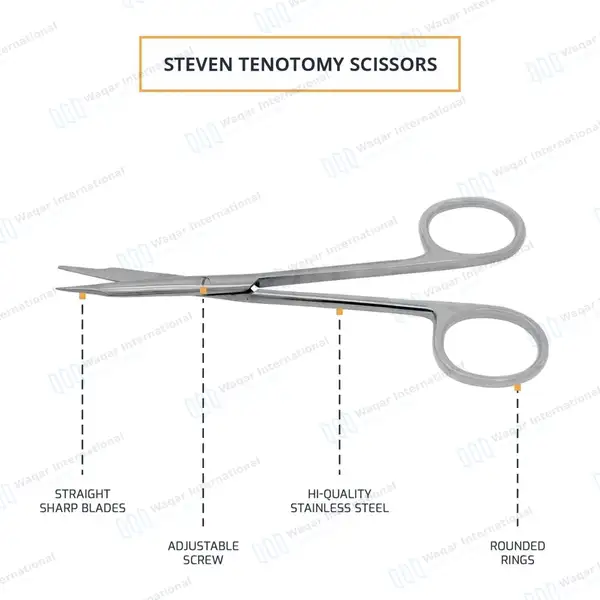 Stevens Tenotomy Scissor 4.5″ Straight Sharp Tips - surgical instruments manufactured by Waqar International, Sialkot - view 4