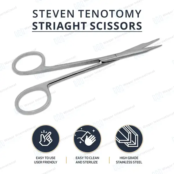 Stevens Tenotomy Scissor 4.5″ Straight Sharp Tips - surgical instruments manufactured by Waqar International, Sialkot - view 10