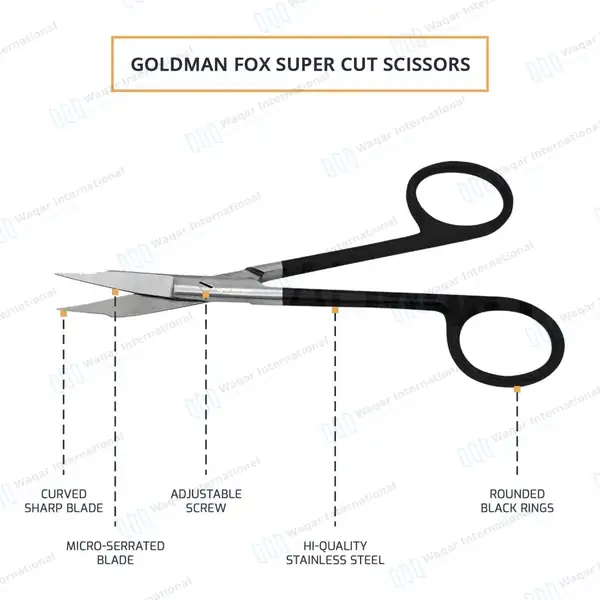 SuperCut Goldman Fox Scissor Curved 5″ Dental Surgical Instrument - surgical instruments manufactured by Waqar International, Sialkot - view 4