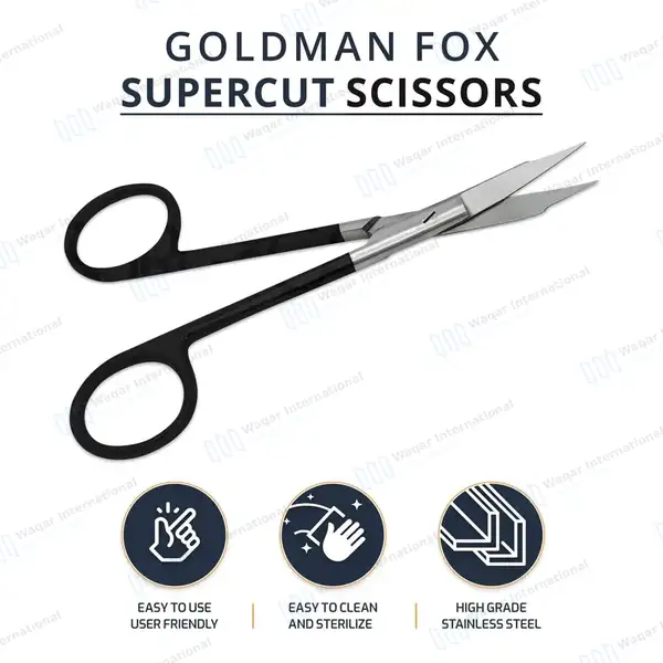 SuperCut Goldman Fox Scissor Curved 5″ Dental Surgical Instrument - surgical instruments manufactured by Waqar International, Sialkot - view 9