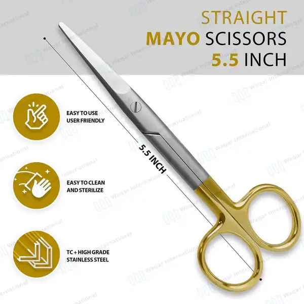 TC Mayo Dissecting Scissors 5.5″ Straight - surgical instruments manufactured by Waqar International, Sialkot - view 3