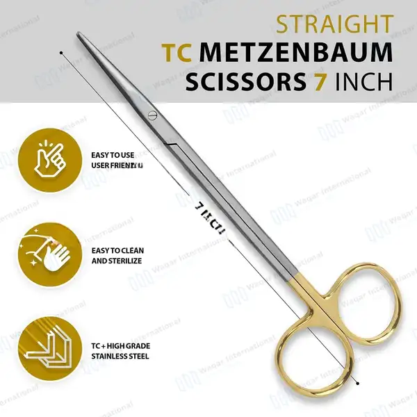 TC Metzenbaum Scissors 7″ Straight Surgical Dental instrument - surgical instruments manufactured by Waqar International, Sialkot - view 3