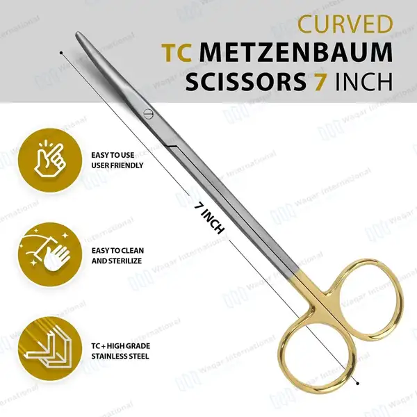 TC Metzenbaum Scissors 7″ Curved Surgical Dental Instrument - surgical instruments manufactured by Waqar International, Sialkot - view 3