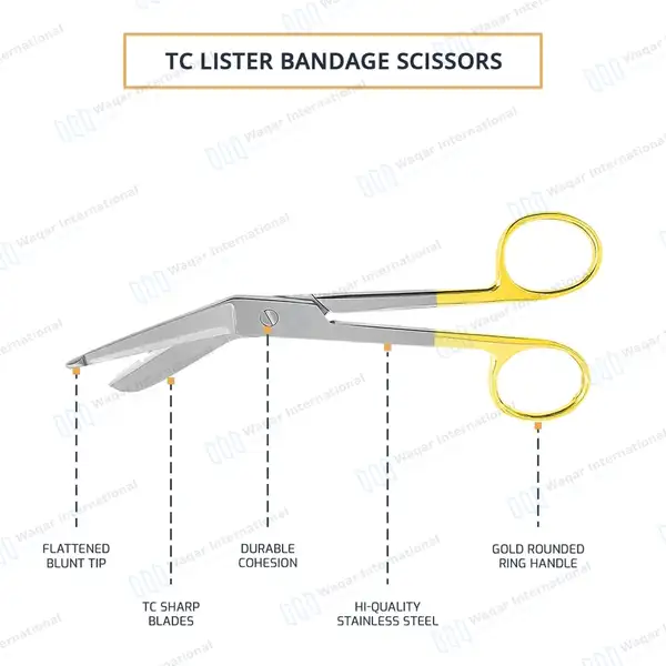 TC Lister Bandage Scissors 4.5″ - surgical instruments manufactured by Waqar International, Sialkot - view 4