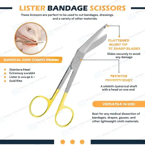 TC Lister Bandage Scissors 7.25″ - surgical instruments manufactured by Waqar International, Sialkot - view 9