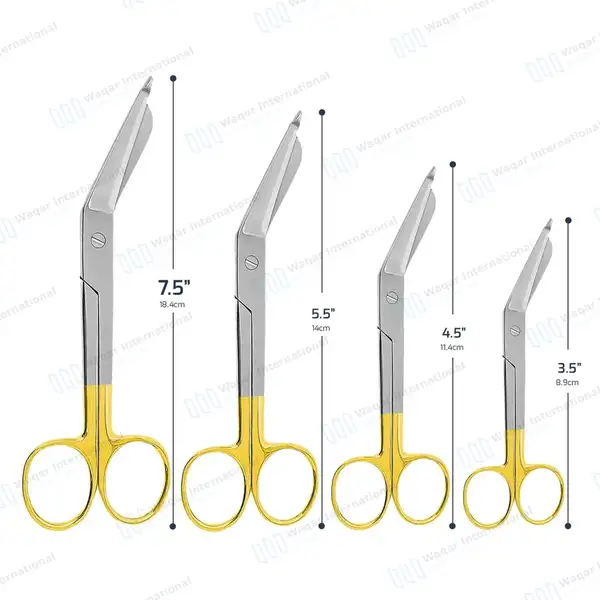 4 Pcs TC Lister Bandage Scissors Set 3.5″, 4.5″, 5.5″, 7.25″ - surgical instruments manufactured by Waqar International, Sialkot - view 3