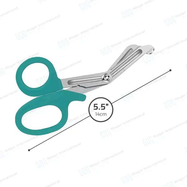 Teal EMT/EMS Utility 5.5″ Paramedic Bandage Scissors - surgical instruments manufactured by Waqar International, Sialkot - view 3