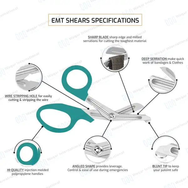 Teal EMT Utility 7.25″ Paramedic Bandage Shears Scissors EMS - surgical instruments manufactured by Waqar International, Sialkot - view 4