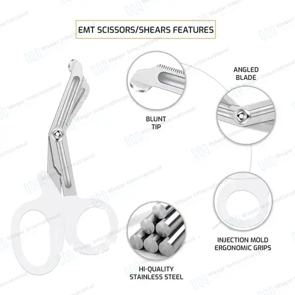White EMT Utility 7.25″ Paramedic Bandage Shears Scissors EMS - surgical instruments manufactured by Waqar International, Sialkot - view 2