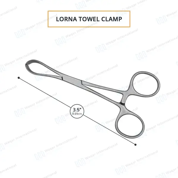 Lorna Towel Clamp 3.5″ Inward Curved Jaws - surgical instruments manufactured by Waqar International, Sialkot - view 3
