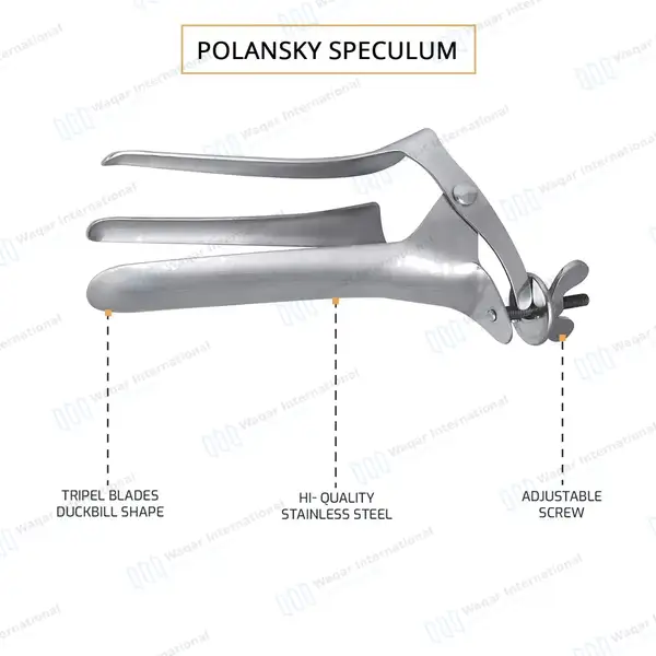 Polansky Vaginal Speculum 17″ with 3 Blades - veterinary instruments manufactured by Waqar International, Sialkot - view 4