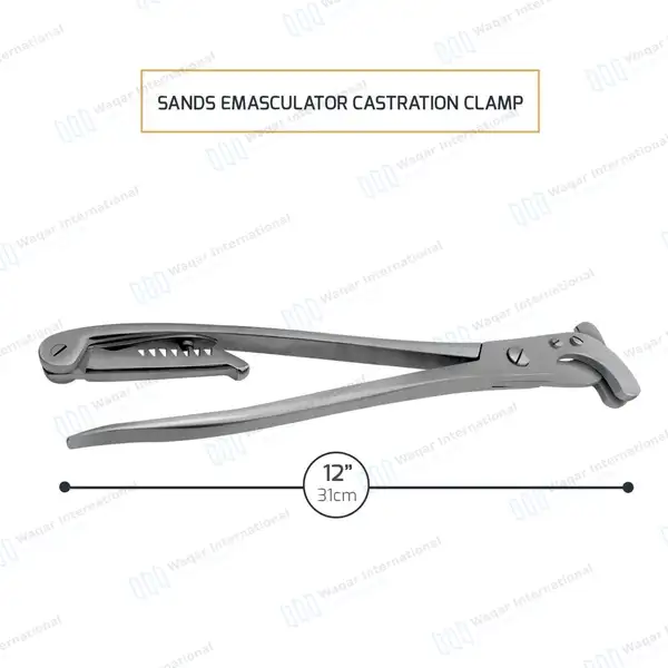 Sand Emasculator Castration Clamp 12″ (31cm) Crushing Only - veterinary instruments manufactured by Waqar International, Sialkot - view 3