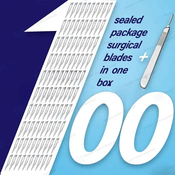 100 Pcs Scalpel Blades #10 for Handle No. 3 - veterinary instruments manufactured by Waqar International, Sialkot - view 2