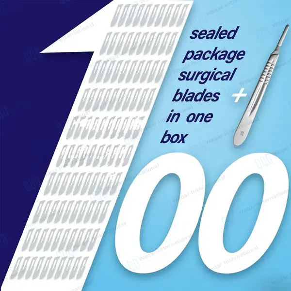 100 Pcs Scalpel Blades #20 for Handle No. 4 - veterinary instruments manufactured by Waqar International, Sialkot - view 3