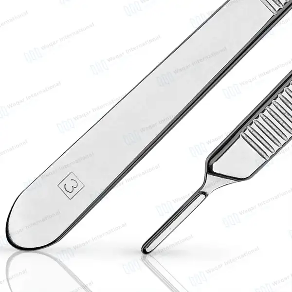 Scalpel Handle #3 - surgical instruments manufactured by Waqar International, Sialkot - view 2