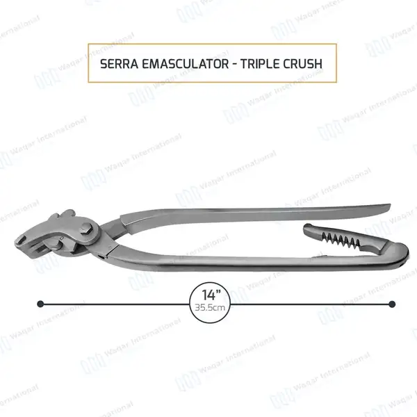 3 Pcs Serra Emasculators 35.5cm with Ratchet - veterinary instruments manufactured by Waqar International, Sialkot - view 3