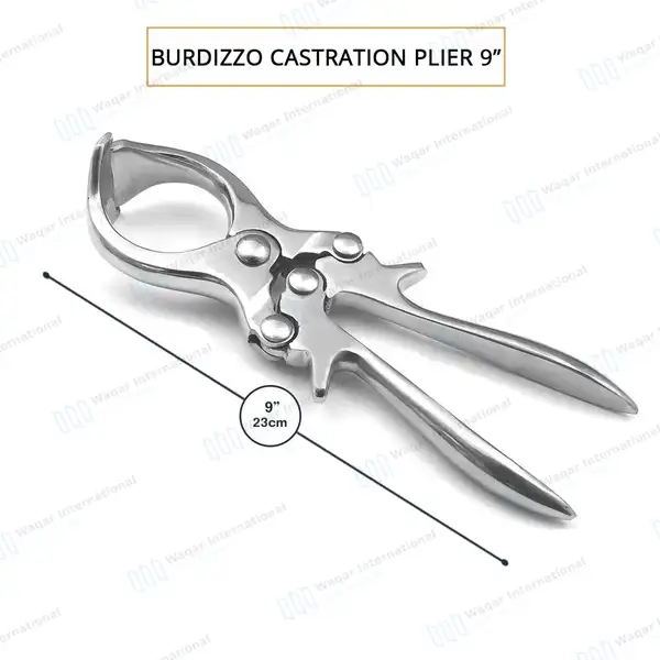 Burdizzo Style Castration Forceps 9″ (22.8cm) - veterinary instruments manufactured by Waqar International, Sialkot - view 3
