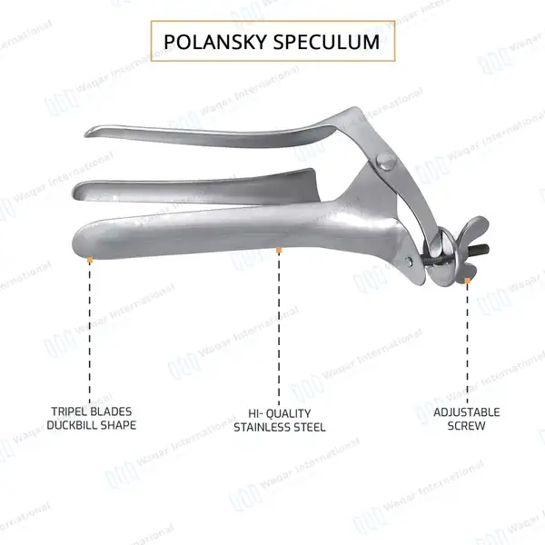 Polansky Vaginal Speculum 10.5″ with 3 Blades - surgical instruments manufactured by Waqar International, Sialkot - view 4