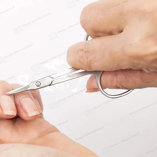 Cuticle Scissors 3.5″ with Arrow Point Curved - surgical instruments manufactured by Waqar International, Sialkot - view 9