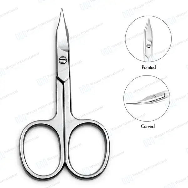 Nail Scissor 3.5″ Arrow Point Curved Manicure Pedicure Cuticle - surgical instruments manufactured by Waqar International, Sialkot - view 4