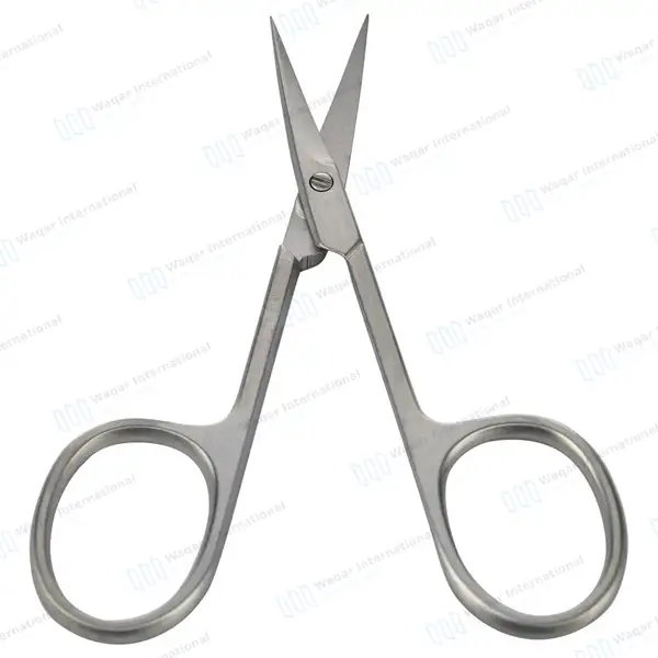 Cuticle Scissor 3.5″ Curved with Arrow Point Large Ring - surgical instruments manufactured by Waqar International, Sialkot - view 4