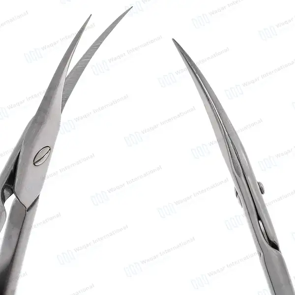 Cuticle Scissor 3.5″ Curved with Arrow Point Large Ring - surgical instruments manufactured by Waqar International, Sialkot - view 5