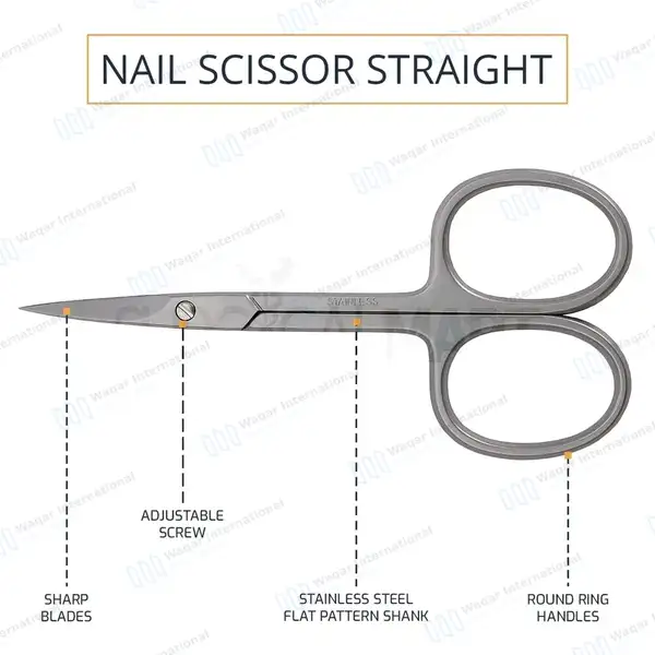 Nail Scissor Straight 3.5″ - surgical instruments manufactured by Waqar International, Sialkot - view 6